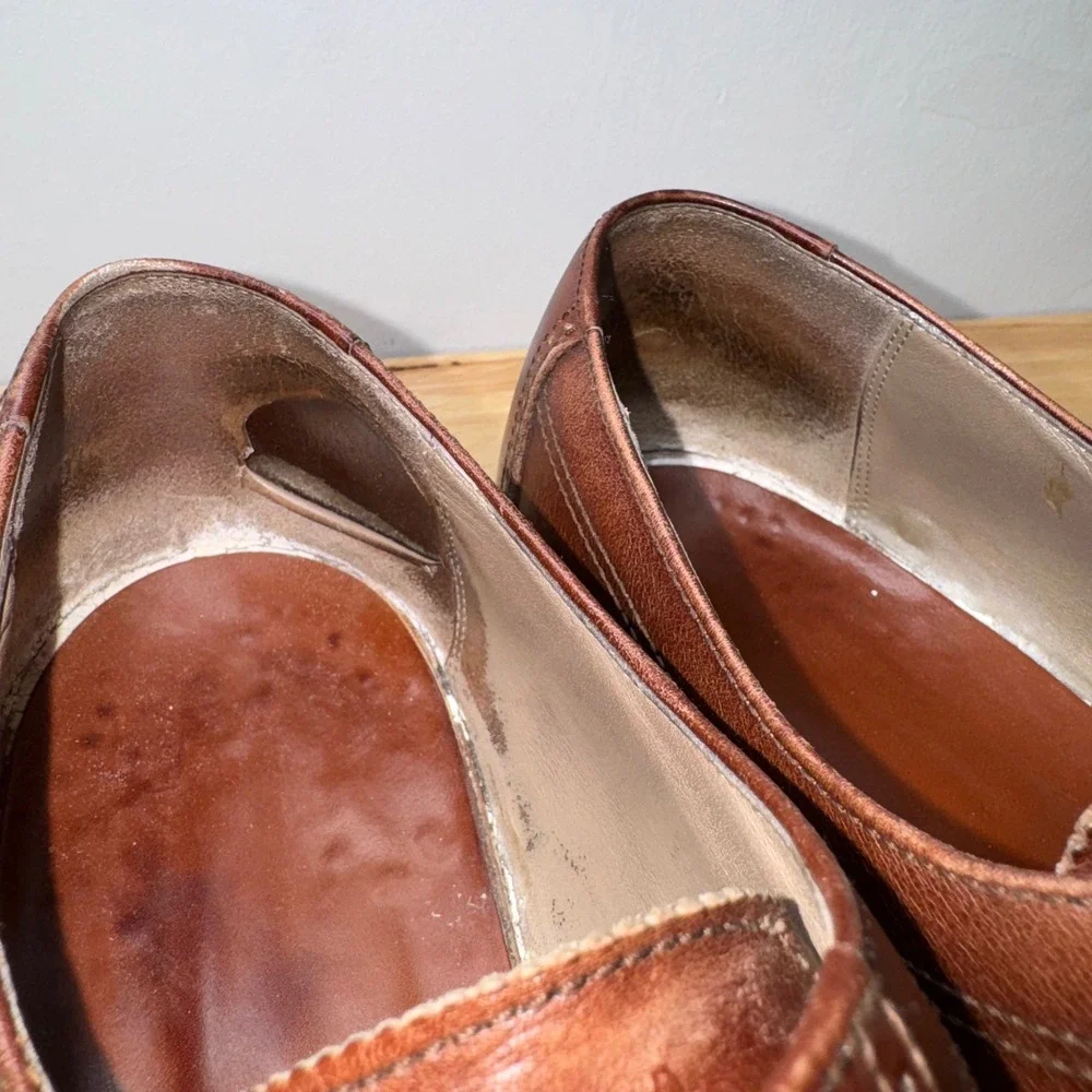 Bally Mens Brown Leather Cap Toe Derby Dress Shoes Brogue Detail Italy Size 13 D